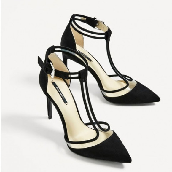 Zara Vinyl Black Court Shoe - Picture 1 of 16